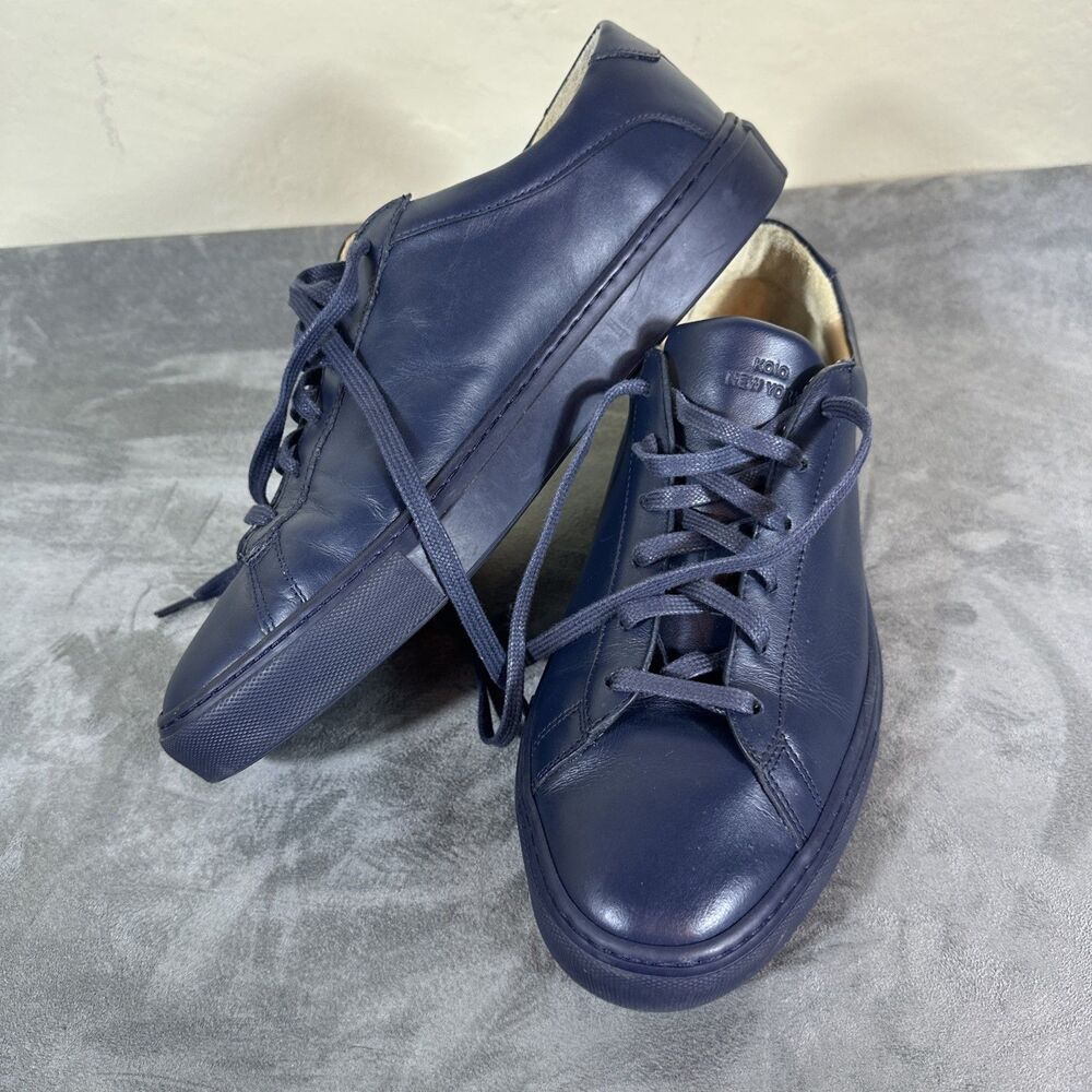 Koio Capri Leather Sneaker Space 10 M Men’s Navy Shoes Lace Up Modern Italy
